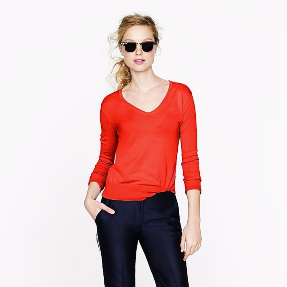 J. Crew featherweight cotton sweater in GREEN
